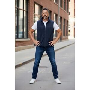 Blue Gravel Gear Men Zip-Up Fleece Vest Navy Blue Size X-Large